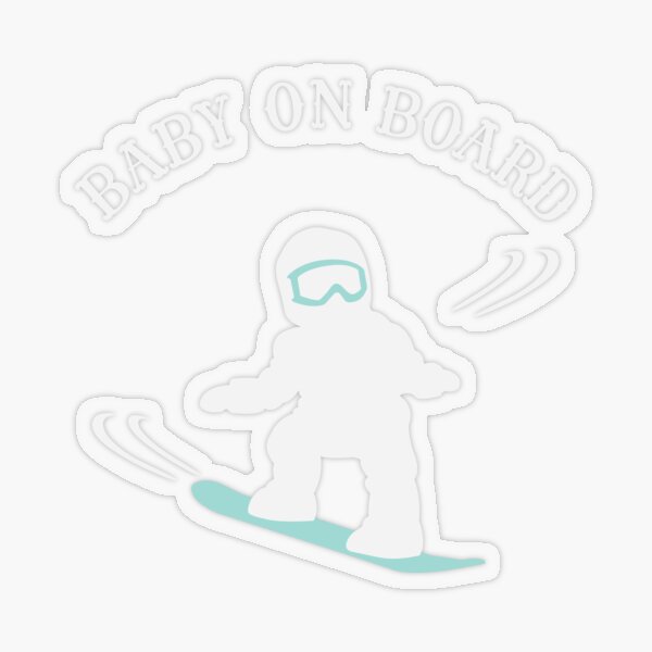 Snowboarding Boy Baby on Board - Light Transparent Sticker