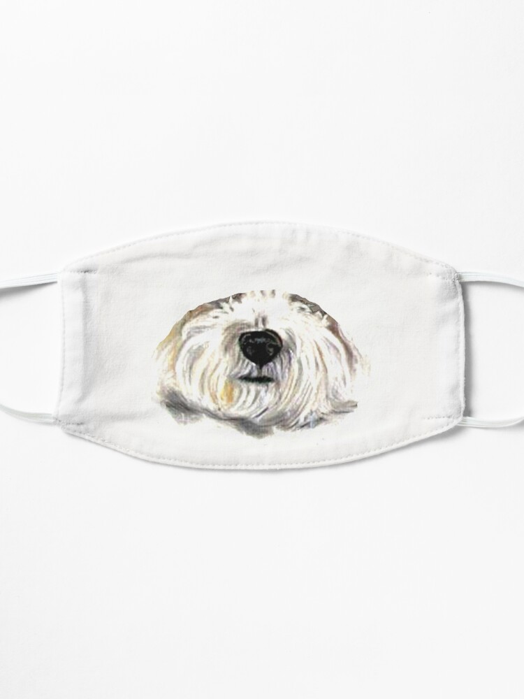 Alternate view of Bichon Frise dogs Fun Summer Turquoise Mask