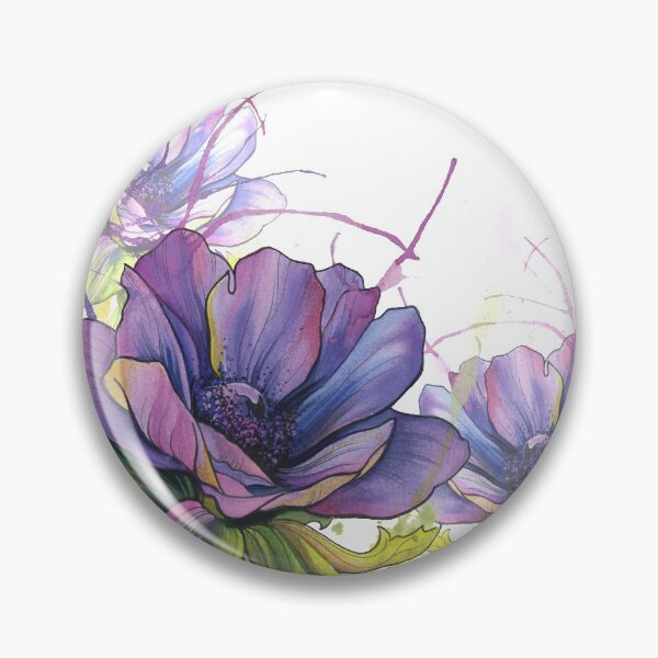 Item preview, Purple Watercolour Anemone Flower ink splash pattern designed and sold by TattooZanda.