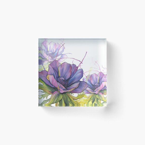 Item preview, Purple Watercolour Anemone Flower ink splash pattern designed and sold by TattooZanda.