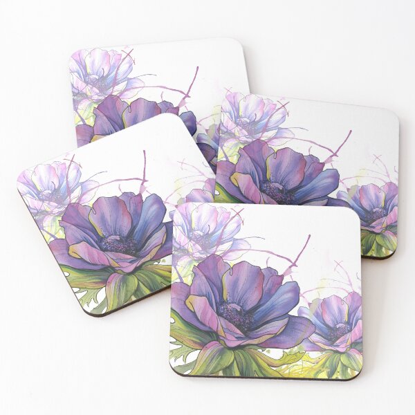 Item preview, Purple Watercolour Anemone Flower ink splash pattern designed and sold by TattooZanda.