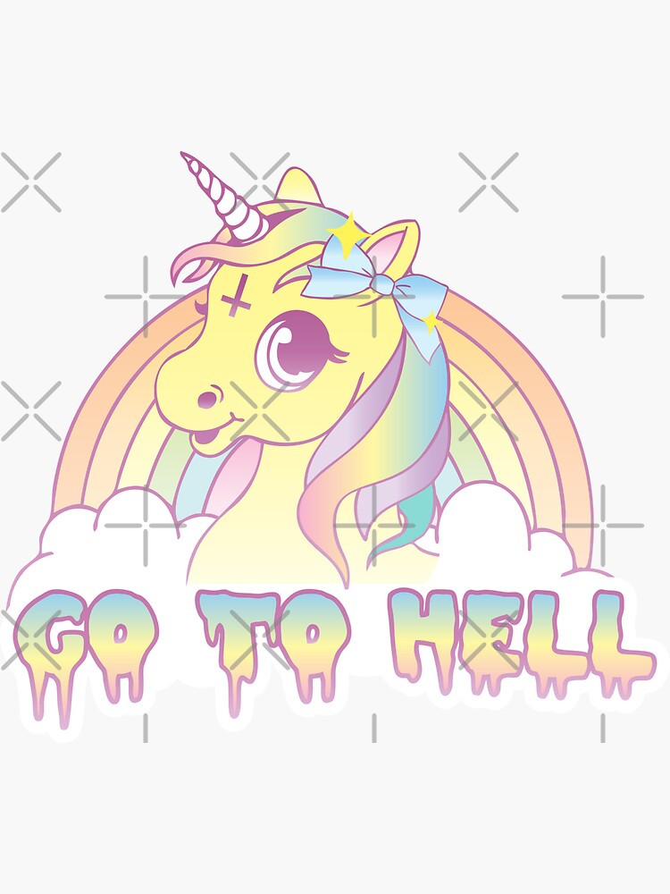 go-to-hell-mean-unicorn-pastel-sticker-for-sale-by-amygrace