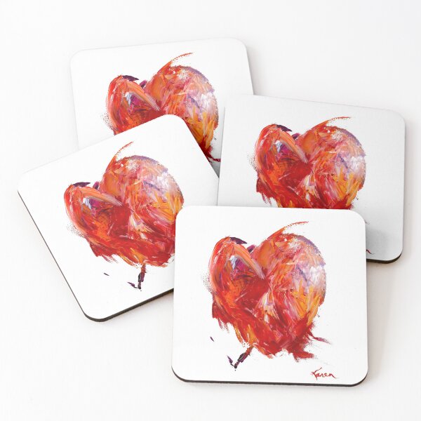 Brokenhearted - An Expressionist Vibrant Red Heart Coasters (Set of 4)