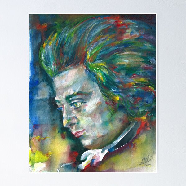 Vista previa del artículo con la obra «WOLFGANG AMADEUS MOZART acuarela retrato.3», diseñado y vendido por lautir.