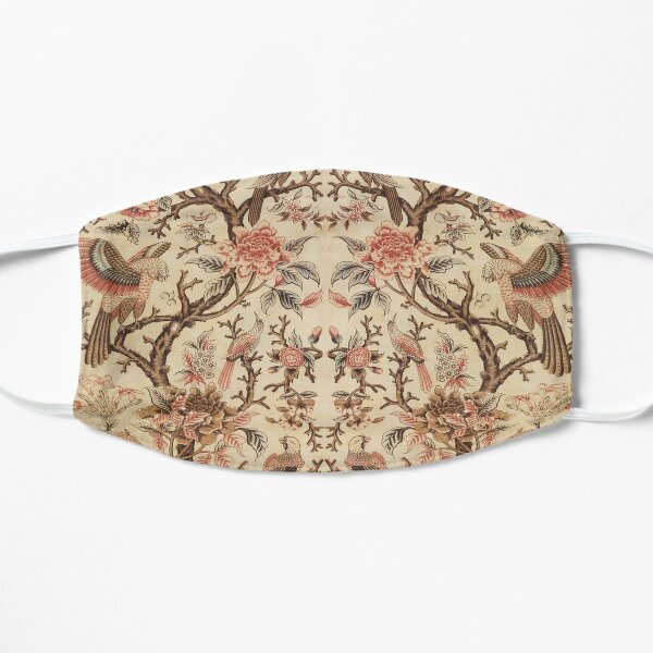 BIRDS, LEAVES AND FLOWERS Pink Red Brown Floral Flat Mask