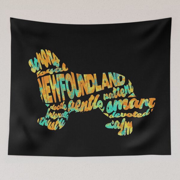 Item preview, Newfoundland Dog Breed Typographic Watercolor Painting designed and sold by A Deniz Akerman.