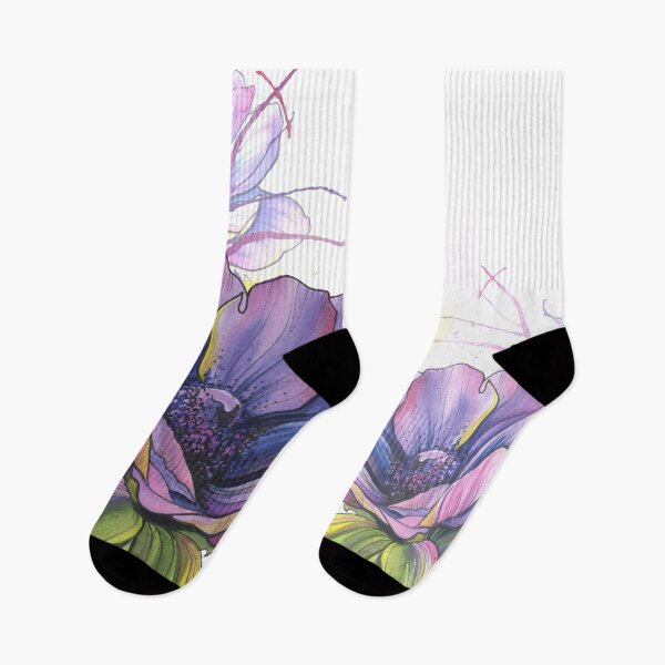 Item preview, Purple Watercolour Anemone Flower ink splash pattern designed and sold by TattooZanda.