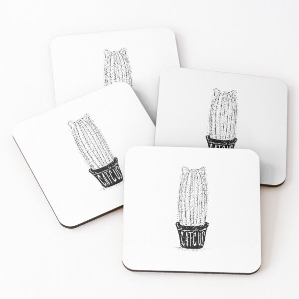 Item preview, Black and White Catcus - Cat Cactus Illustration - Hand Lettering - Original Illustration - Plant Cat Mum designed and sold by AnanasArt.