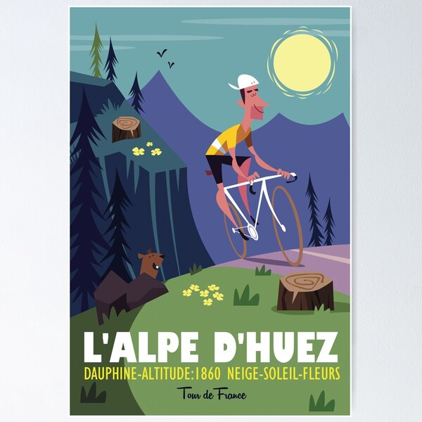 Item preview, Alpe d'Huez cycling poster designed and sold by GAGodel.