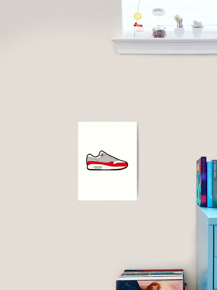 Nike air max 1 anniversary OG 'university red' painting (297x420mm) - Jos  Hoppenbrouwers art