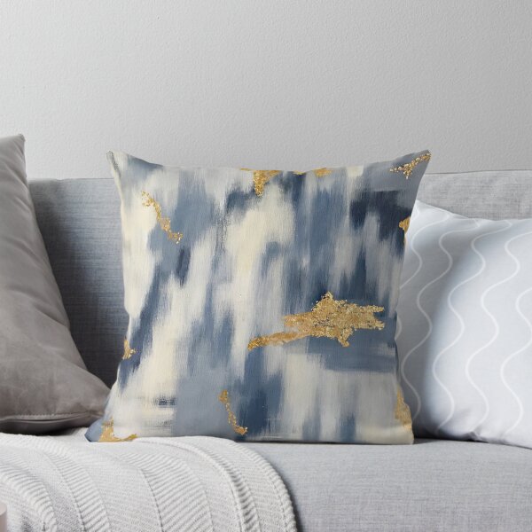 Aperçu de l'œuvre Résumé Ikat bleu et or créée et vendue par Brushedinbold.