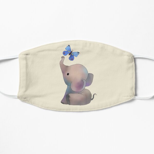 Elephant with a butterfly Flat Mask