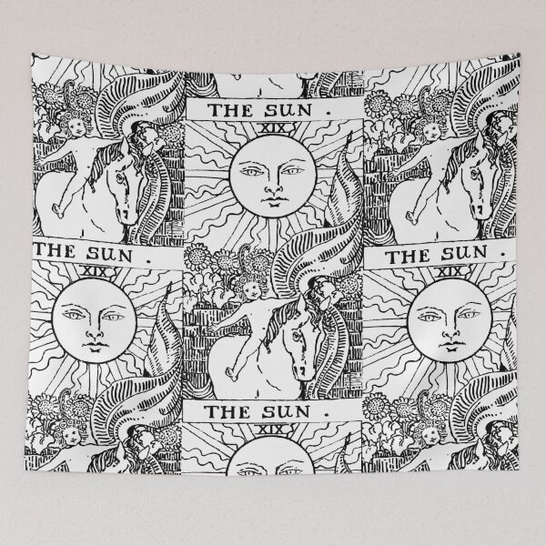 Artikelvorschau, Tarotkarte: Die Sonne | schwarz & weiß | entworfen und verkauft von tarotcarddesign.