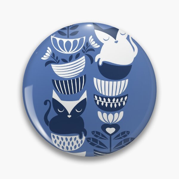 Item preview, Swedish folk cats I // indigo blue background designed and sold by SelmaCardoso.