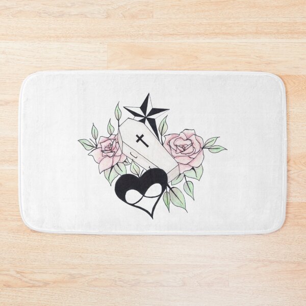 Item preview, coffin and rose tattoo design designed and sold by Perggals© - Stacey Turner.