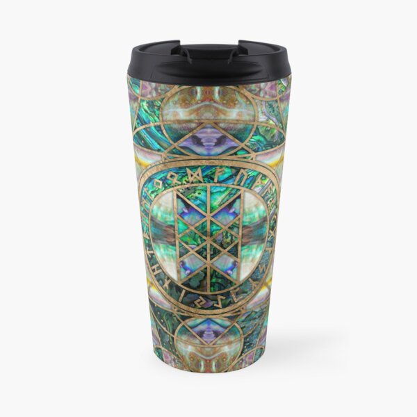 Web of Wyrd The Matrix of Fate -Abalone Shell  Travel Mug