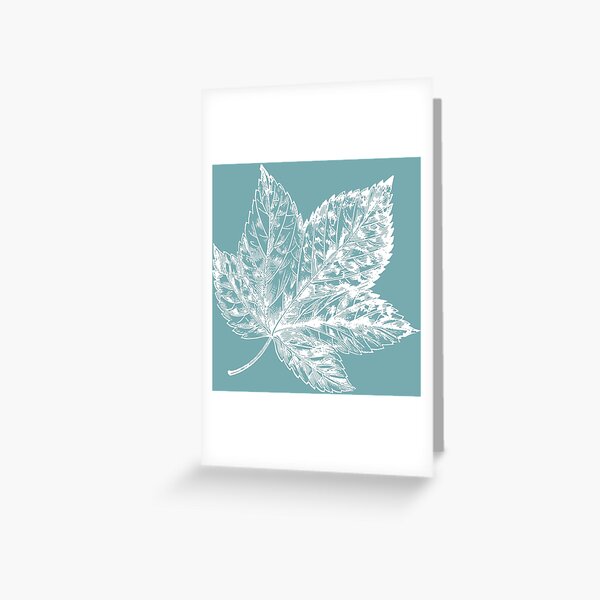 Canadian Leaf On Blue Greeting Card