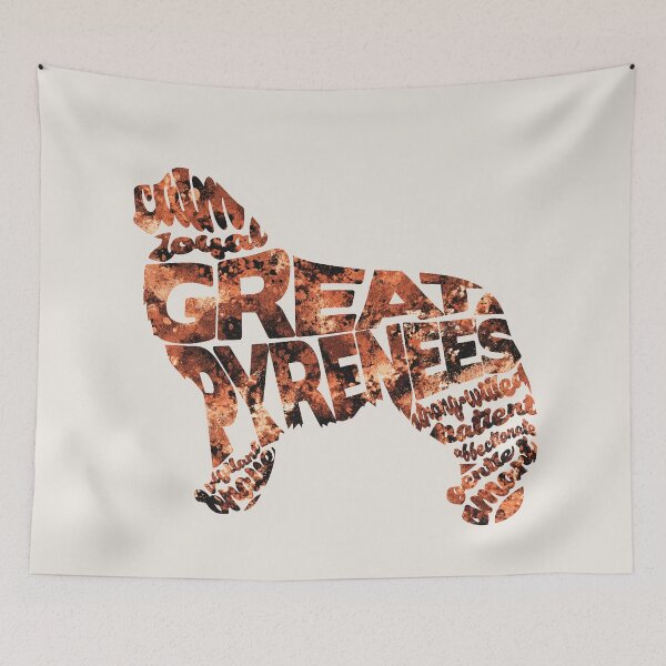 Item preview, Great Pyrenees Typographic Watercolor Painting designed and sold by A Deniz Akerman.