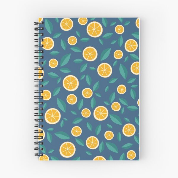 Item preview, Oranges and Leaves Fruit Pattern Dark Blue designed and sold by crazyclementine.