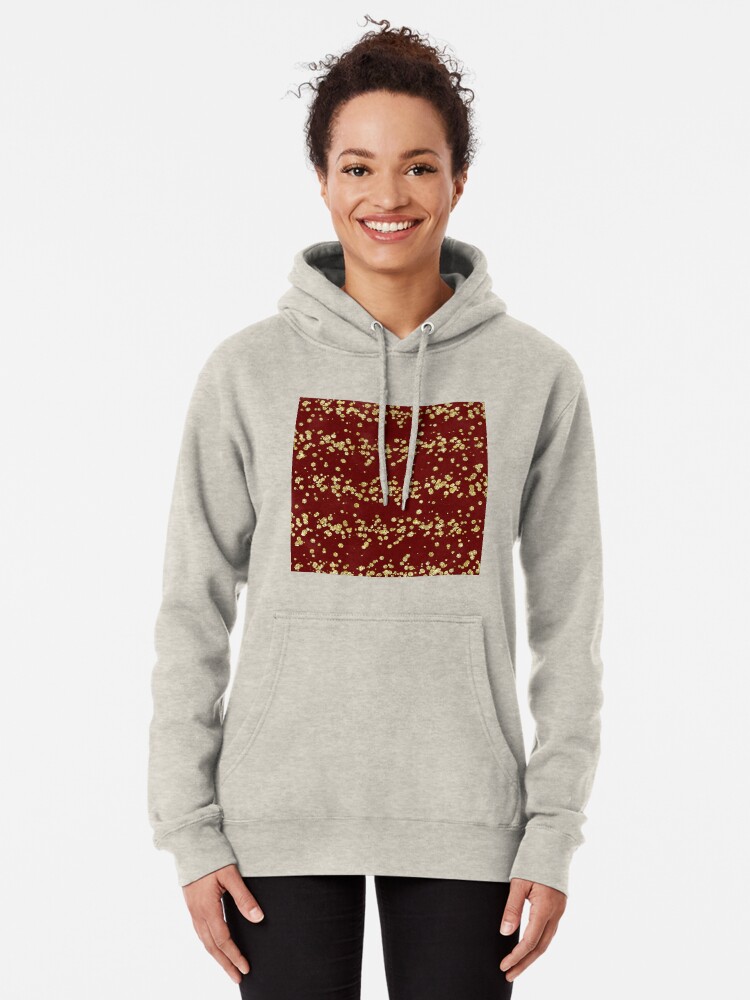 burgundy and gold hoodie