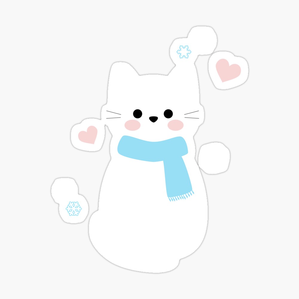 Snow Kitty Kawaii Cute Snowman Neko Cat Winter Pastel Blue Greeting Card For Sale By Candymoondesign Redbubble
