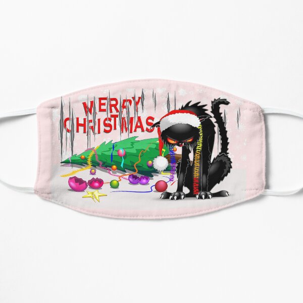 Evil Black Cat VS Christmas Tree Small Mask