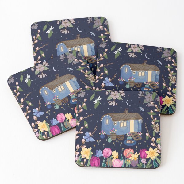 Shepherd's Hut Caravan Coasters (Set of 4)