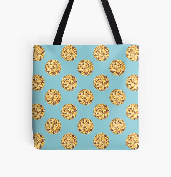 Chocolate Chip Cookie Pattern Watercolor All Over Print Tote Bag
