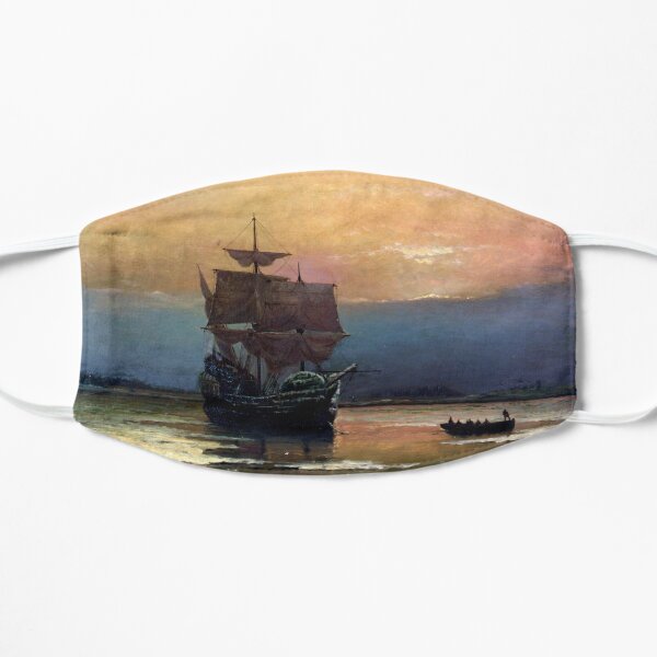 The Voyage of the Mayflower. Celebrating 400 Years, 1620-2020. Historical Anniversary. Mask