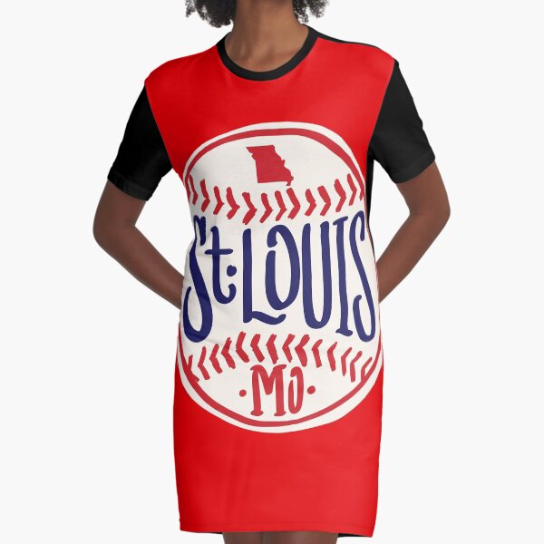 St. Louis Missouri Hand Drawn Script baseball Design Graphic T-Shirt Dress