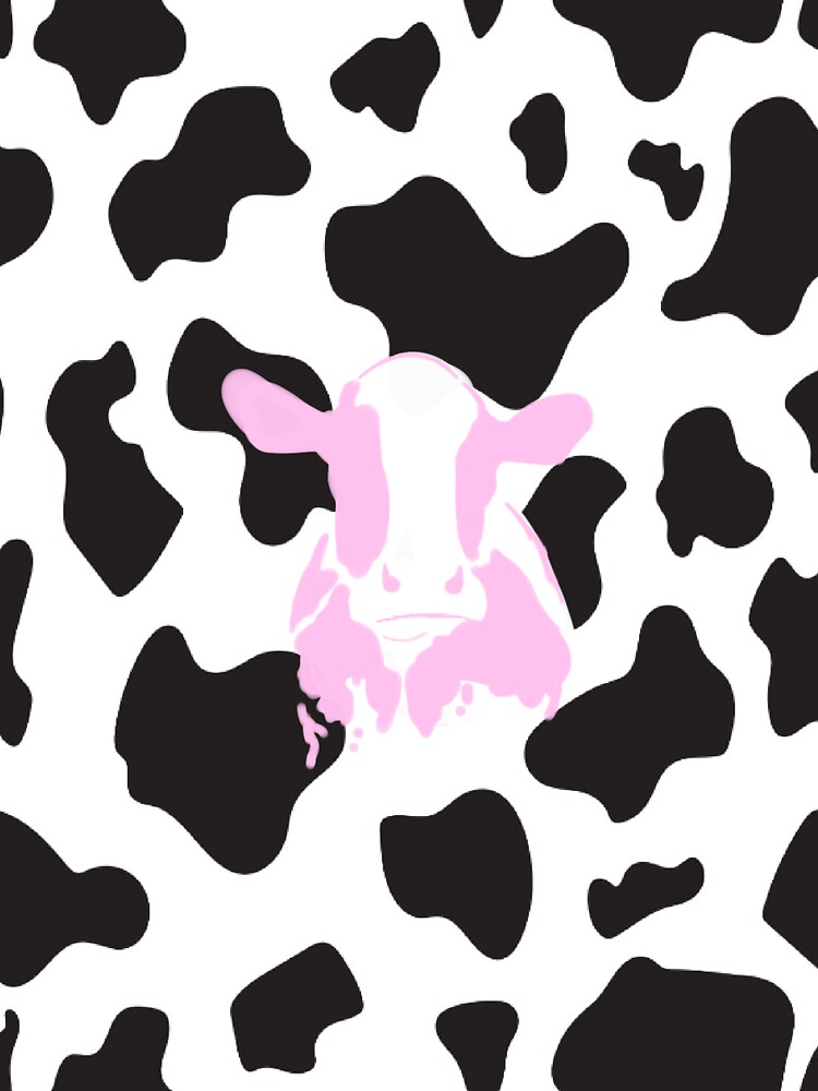 "cow print with pink cow outline" Sticker by theaphrodite Redbubble