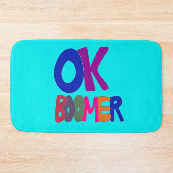 Item preview, OK Boomer in 1960s balloon lettering, Gen Z v. Baby Boomer, Climate Change designed and sold by djrunnels.
