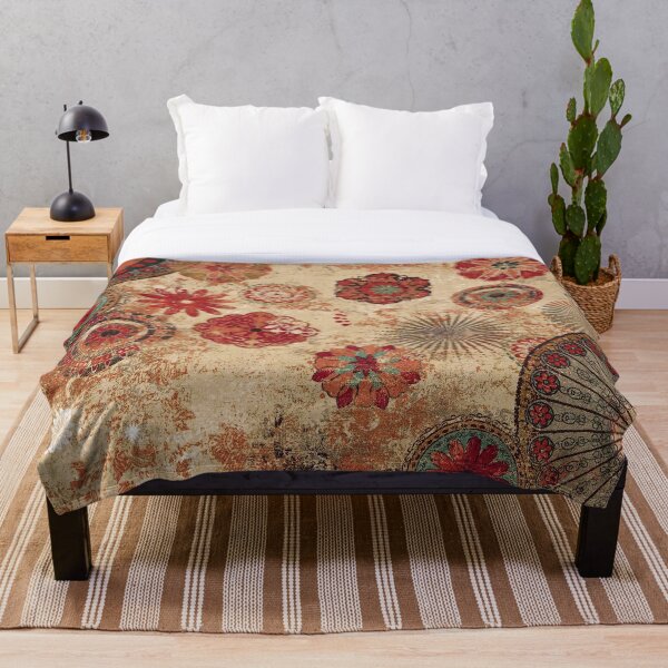 Bohemian Farmhouse Style Traditional Moroccan Design Throw Blanket