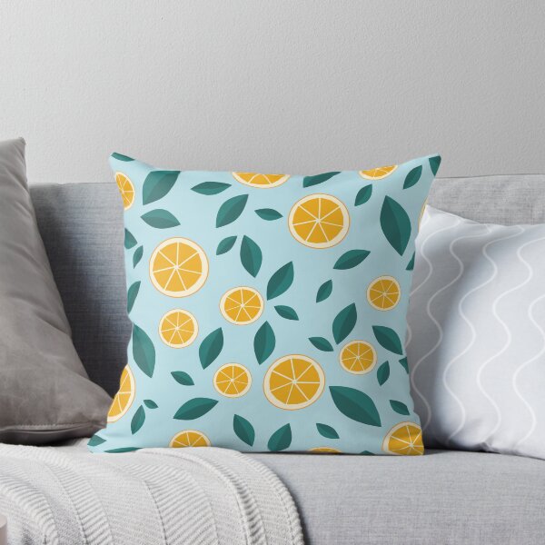 Item preview, Oranges and Leaves Fruit Pattern Light Blue  designed and sold by crazyclementine.
