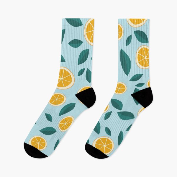 Item preview, Oranges and Leaves Fruit Pattern Light Blue  designed and sold by crazyclementine.