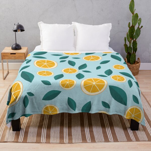 Item preview, Oranges and Leaves Fruit Pattern Light Blue  designed and sold by crazyclementine.