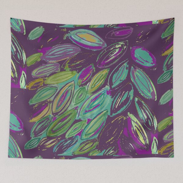 Item preview, Watercolor Leaves in Purple Teal Blue Gold designed and sold by djrunnels.