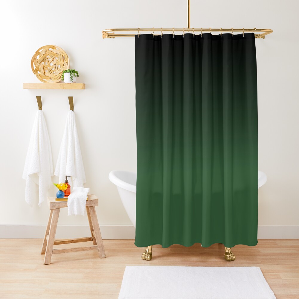 "Black and Hunter Green Ombre Pattern" Shower Curtain for Sale by
