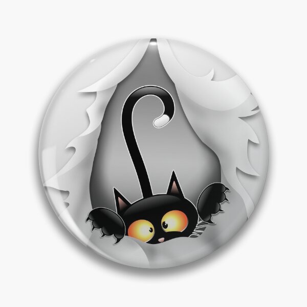 Item preview, Fun Cat Cartoon in ripped fabric Hole designed and sold by BluedarkArt.