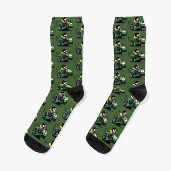 Cartoon Riding Lawnmower Tractor Socks