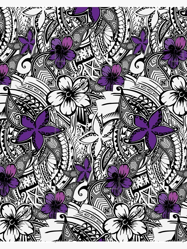 Hawaiian Samoan Polynesian Tribal Floral Print Art Board Print By Sunnthreads Redbubble