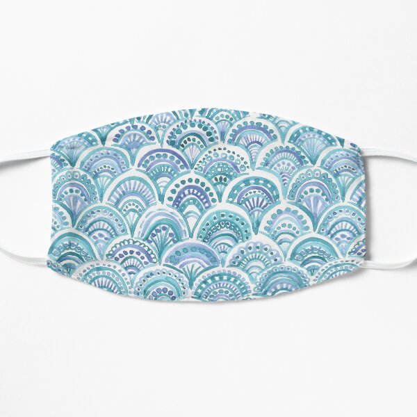 Turquoise Watercolor Pattern Flat Mask