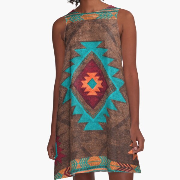 Diseño de estilo tradicional del suroeste del cortijo vintage Vestido acampanado