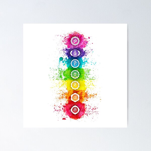 Item preview, Seven Chakra Watercolor With Symbols - Vertical designed and sold by serenaking.
