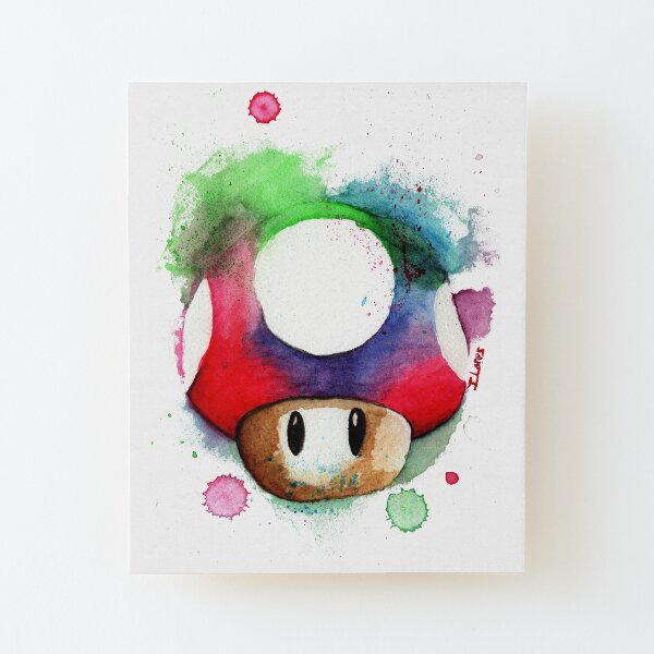 1 UP WATERCOLOR MUSHROOM Design SUPERMARKET Wood Mounted Print
