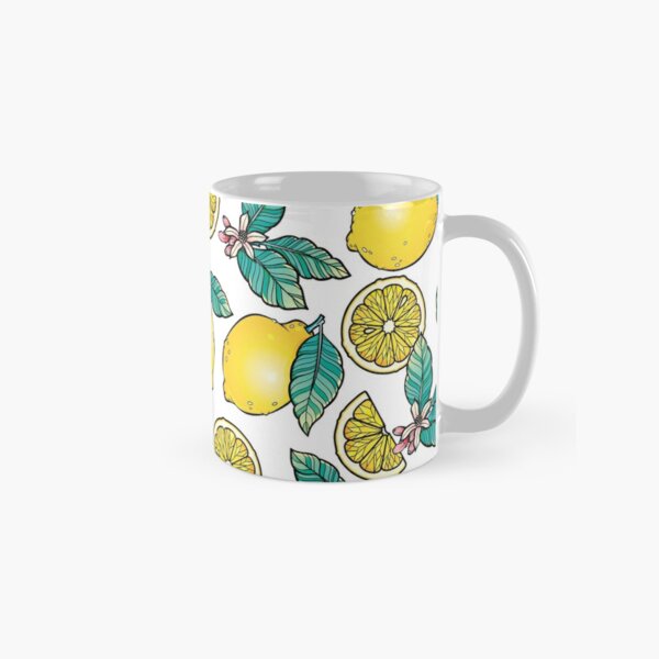 Lemons blossoms and Leaves pattern Classic Mug
