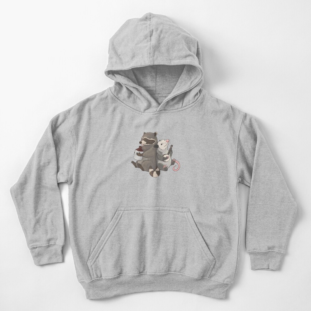 Opossum and a Racoon playing instruments Kids Pullover Hoodie