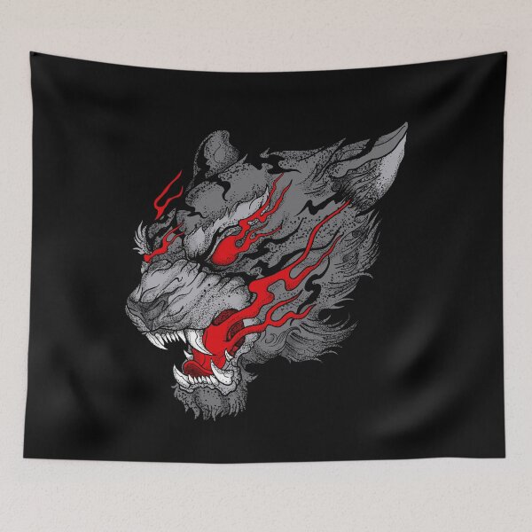 Item preview, tiger angry fire tattoo designed and sold by cat poe.