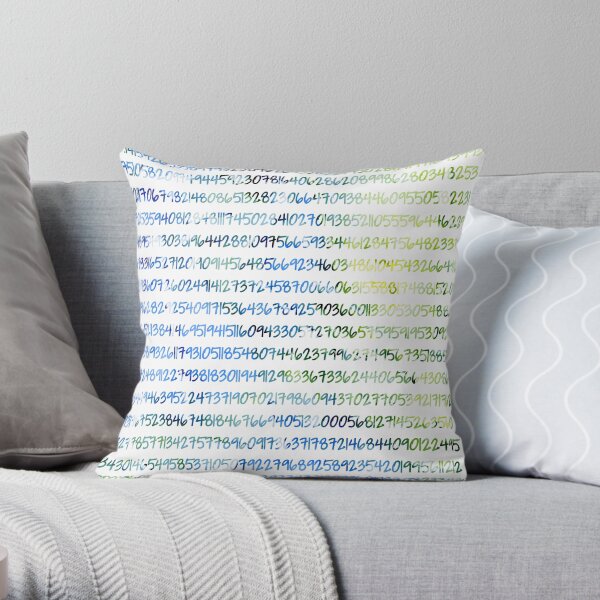 Digits of Pi (Green & Blue) Throw Pillow