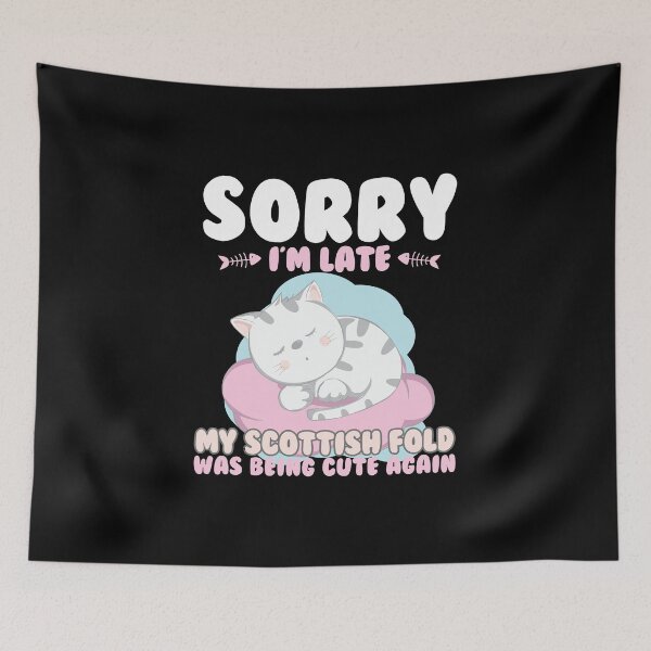 Item preview, Cat Lover Shirt Sorry Im Late My Scottish Fold Being Cute Again designed and sold by Orange Pieces.